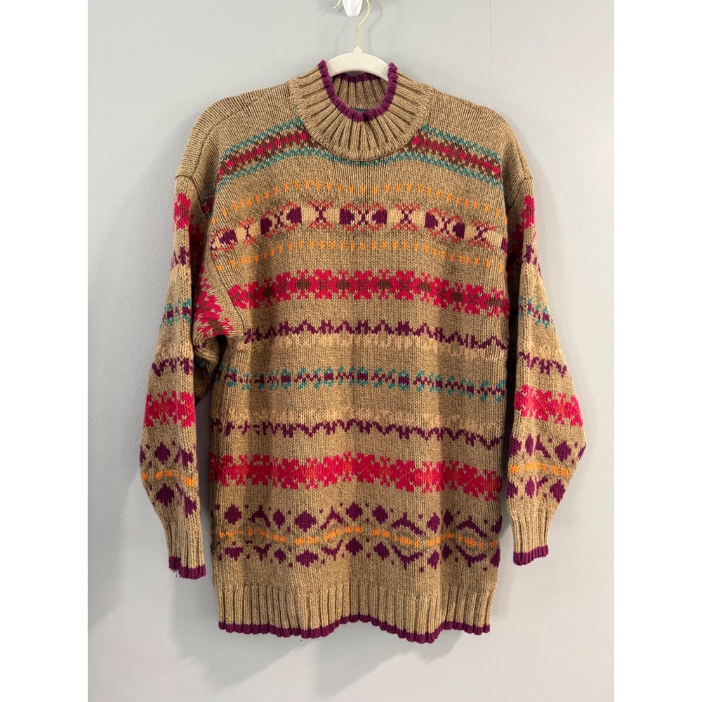 Womens Vintage Liz Wear Patterned Knit Sweater Pullover‎ 100% cotton